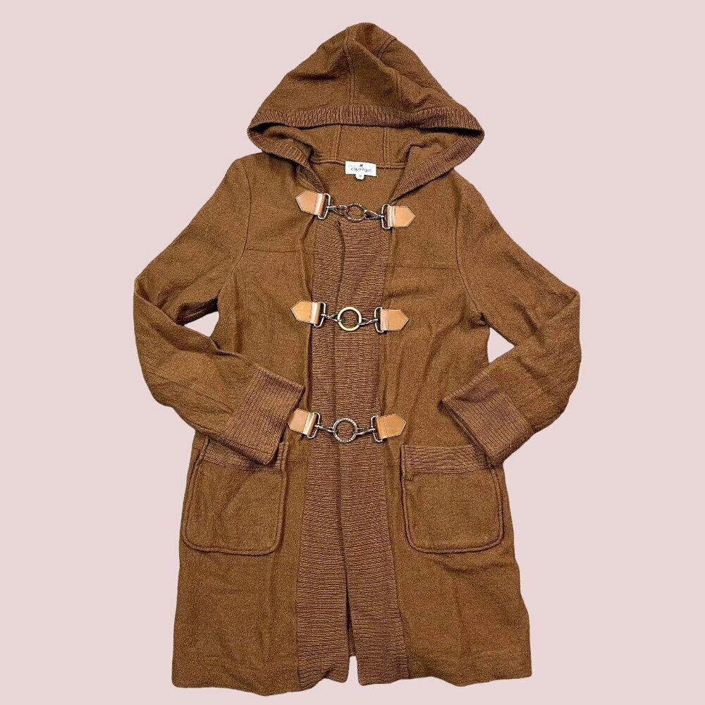 Courreges Vintage 1990s Ring Toggle Knit Coat Brown Size 38 / US Small / Medium